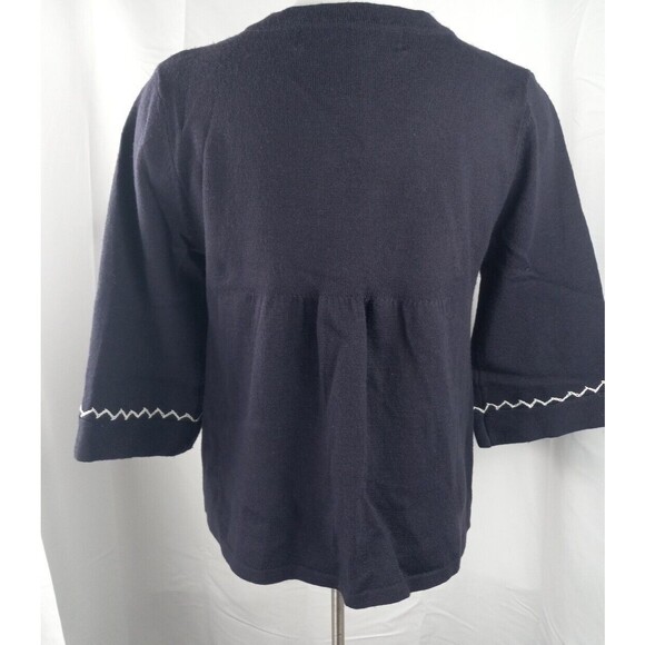 Tiara Womens Blue White Embroidered Knit Cardigan‎ Sweater Size M - Picture 4 of 8